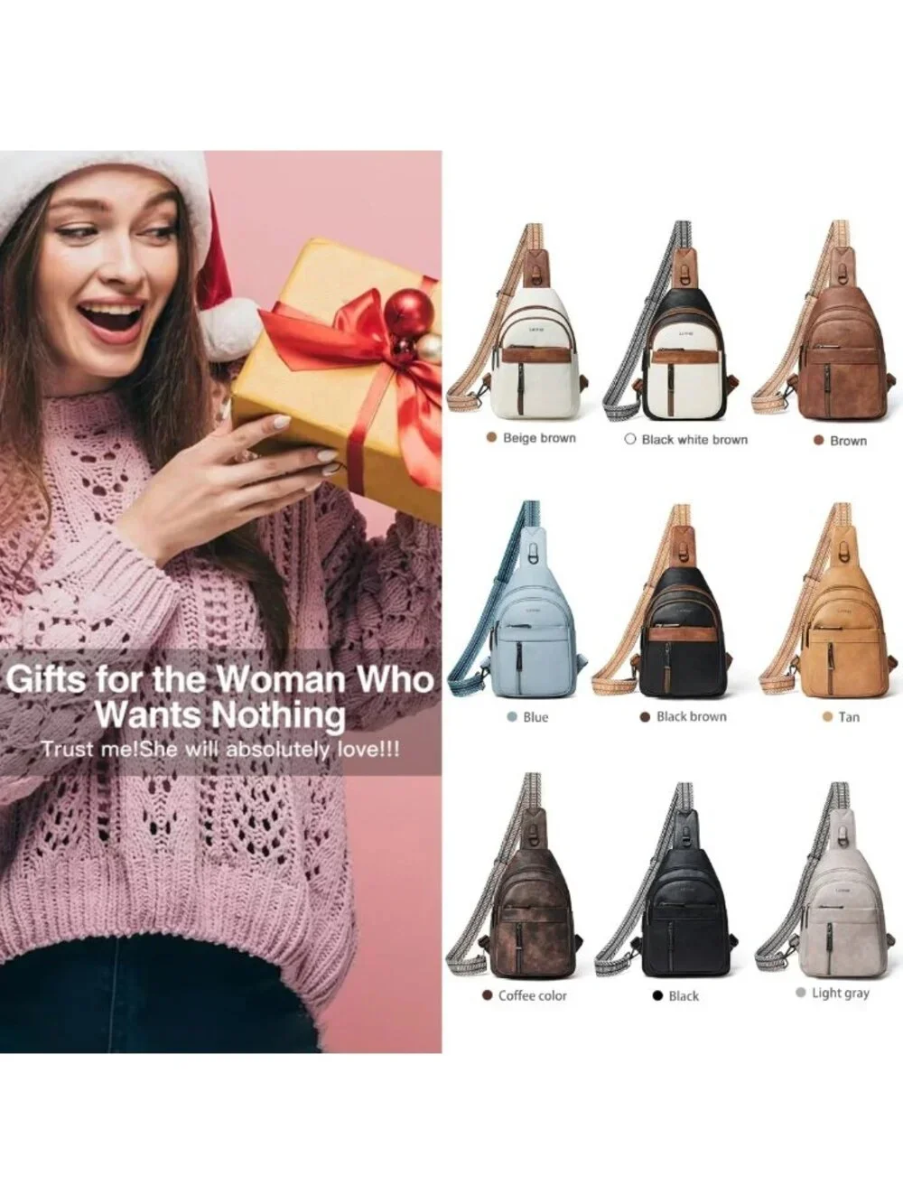 Stylish 7L Sling Bag for Travel, Crossbody Chest Pack, Fanny Pack, PU Leather